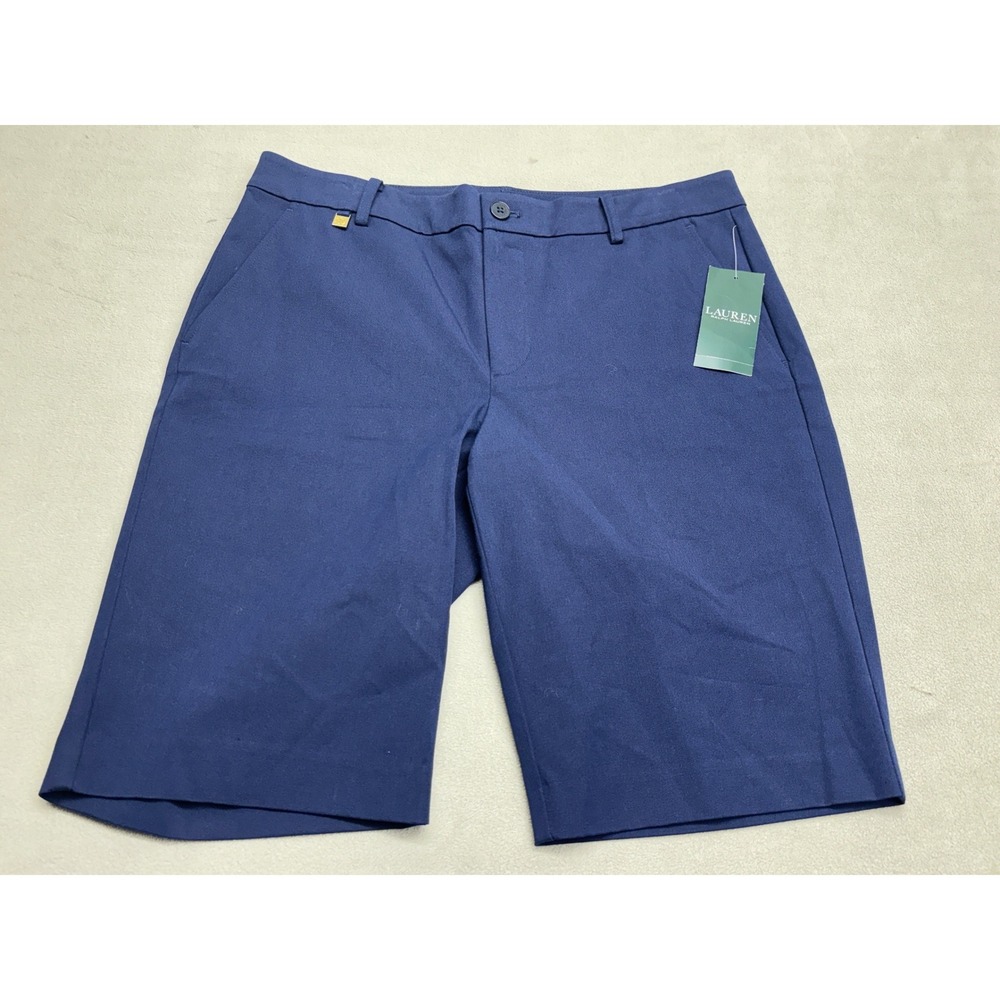 Lauren Ralph Lauren Navy Blue Bermuda Shorts Womens 10 NWT BSR-BTMS Golf Casual